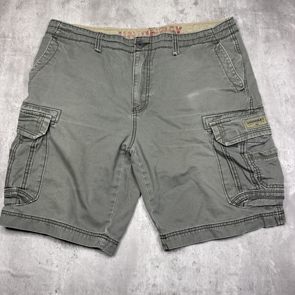 Unionbay Cargo Shorts Mens 38 Gray Canvas Utility Outdoor Skate Sportswear